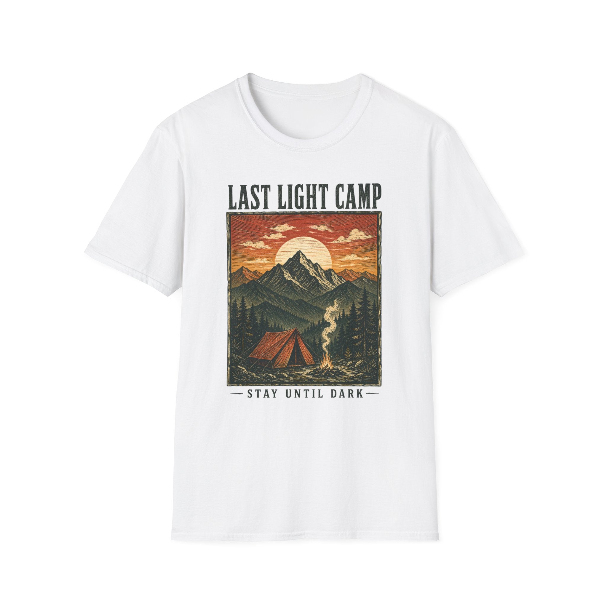 Last Light Camp / Stay Until Dark - Camping Graphic T-Shirt