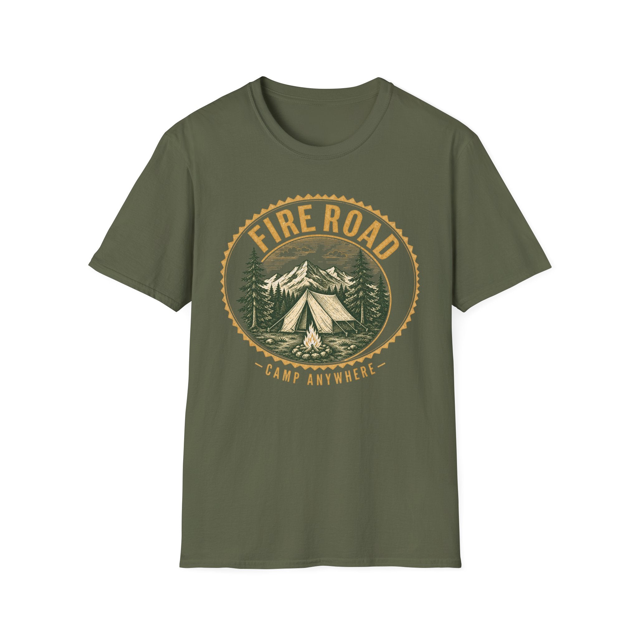 Fire Road / Camp Anywhere - Camping Graphic T-Shirt