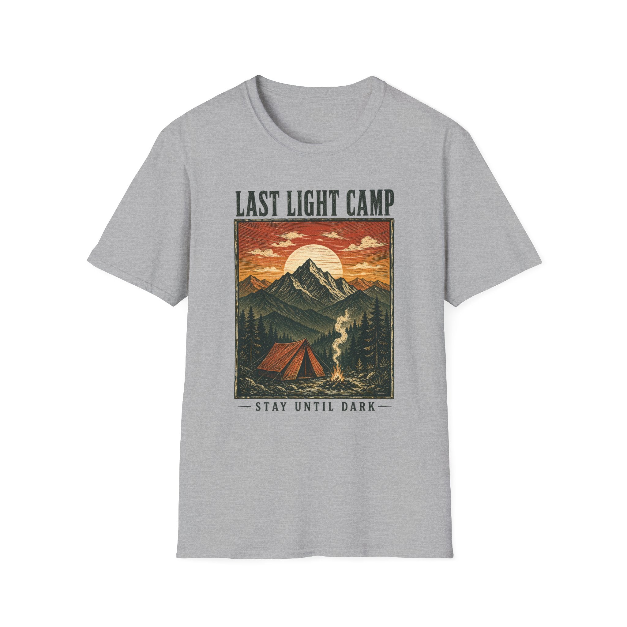 Last Light Camp / Stay Until Dark - Camping Graphic T-Shirt