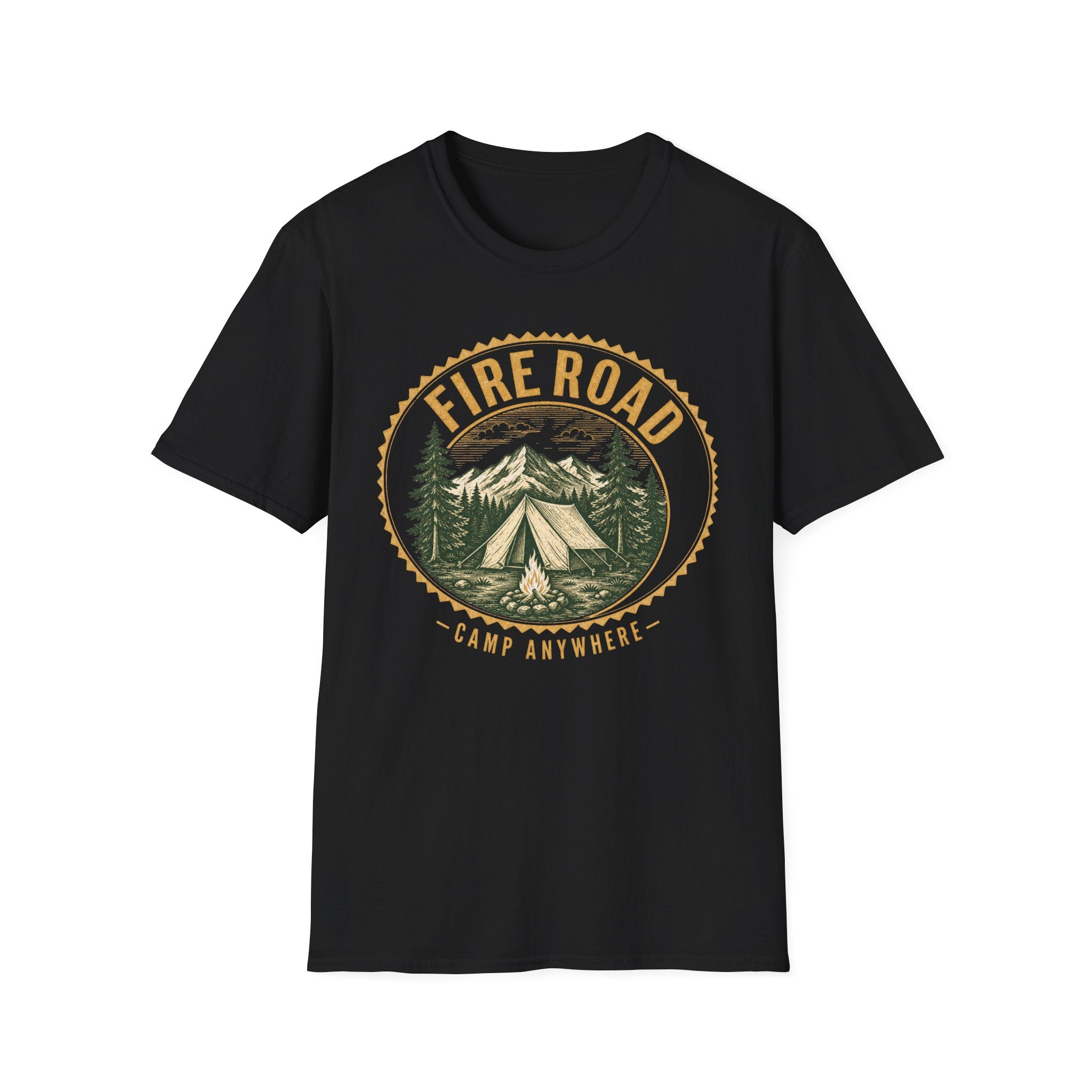 Fire Road / Camp Anywhere - Camping Graphic T-Shirt