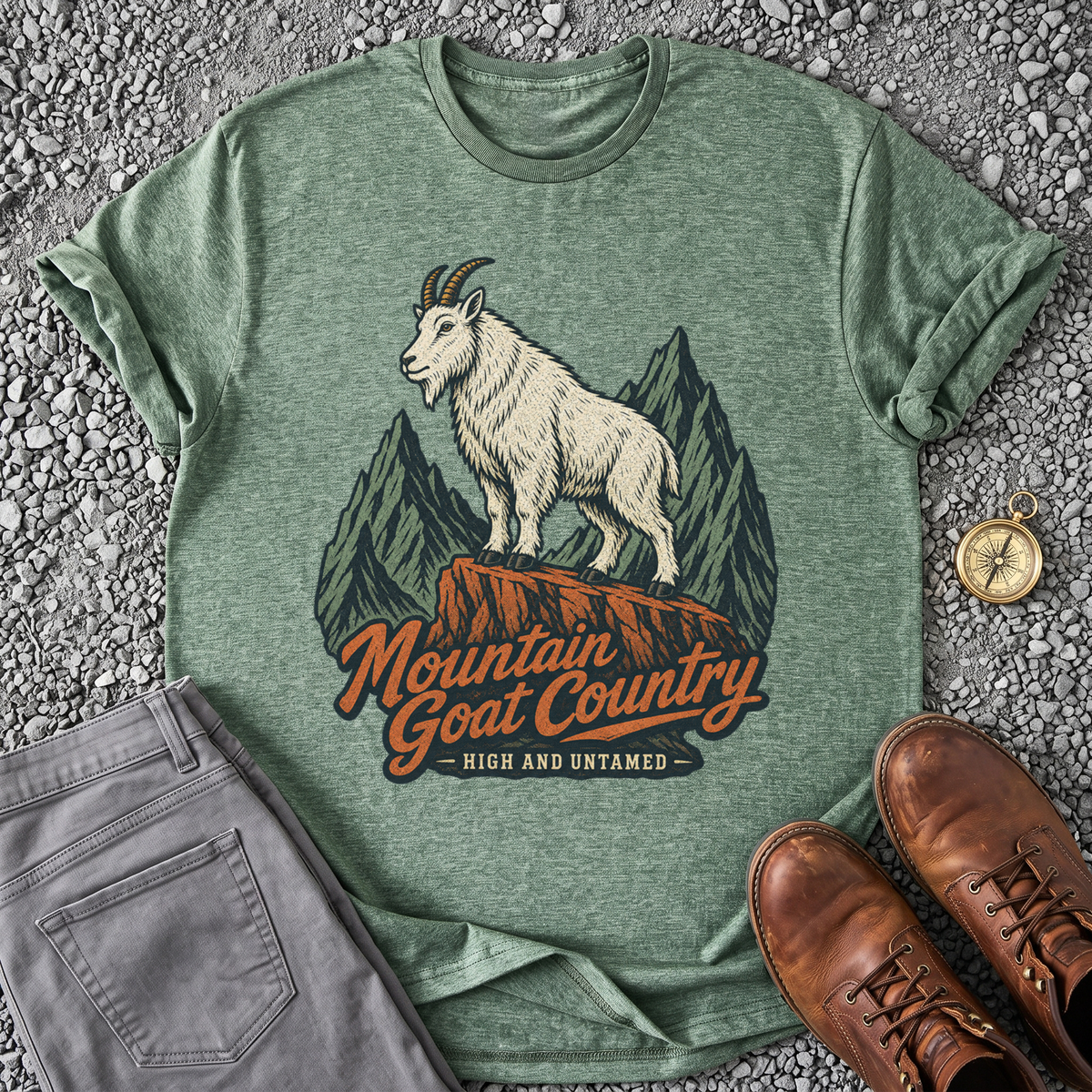Mountain Goat Country - Heather Military Green