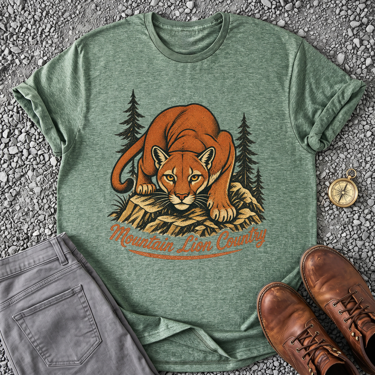 Mountain Lion Country - Heather Military Green