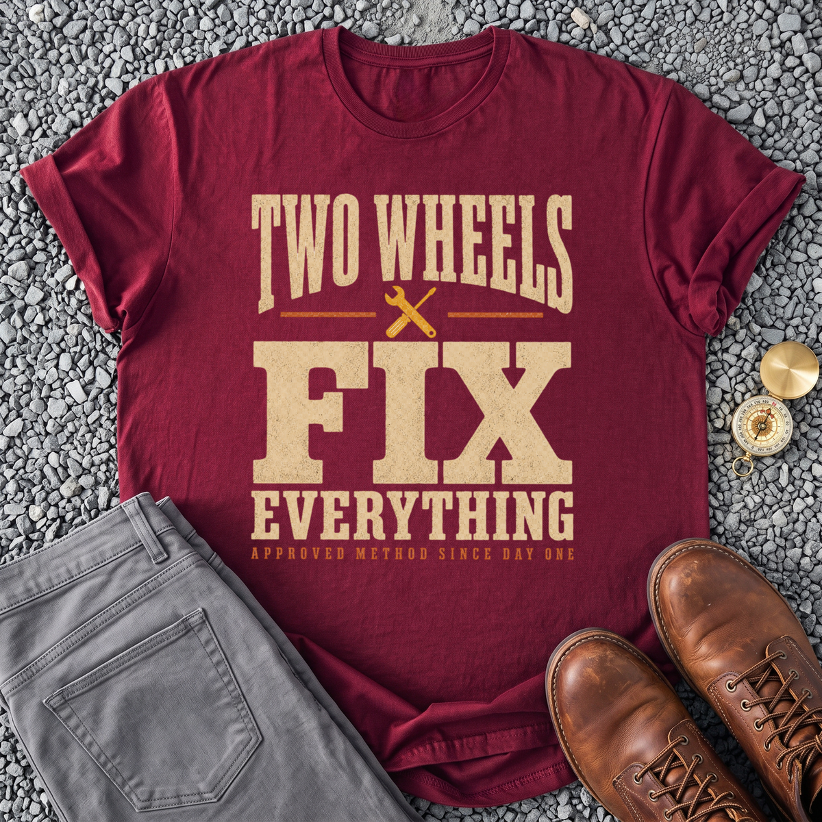 Two Wheels Fix Everything - Maroon