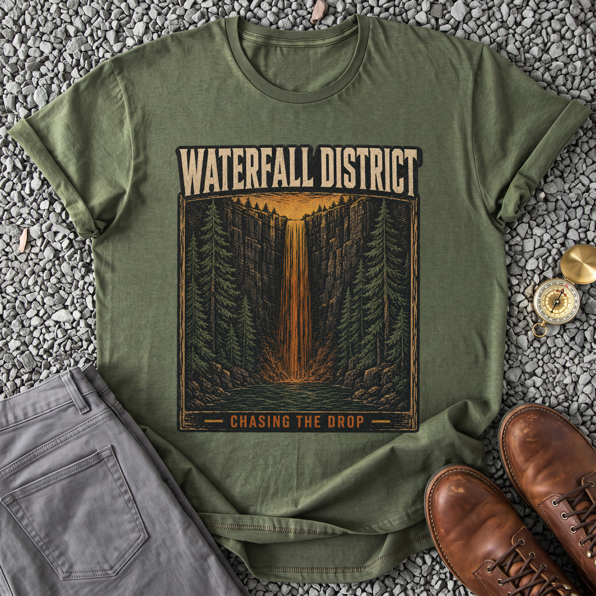Waterfall District - Military Green